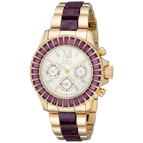 Invicta Angel Multi-Function Silver Dial Gold-plated Purple Acetate Ladies Watch 18873 watches