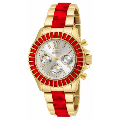 Invicta Angel Multi-Function Silver Dial Gold-plated Red Acetate Ladies Watch 18872 watches