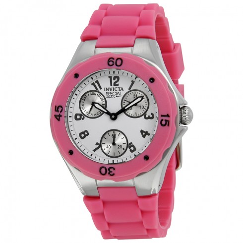 Invicta Angel Multi-Function White Sunray Dial Pink Silicone Ladies Watch 18791 watches