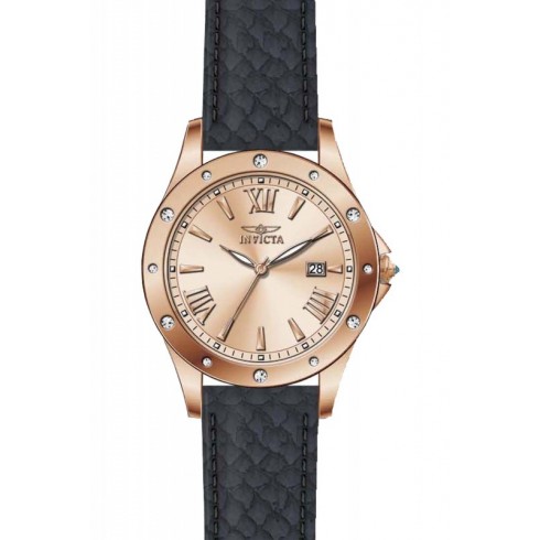 Invicta Angel Rose Dial Black Leather Ladies Watch 14845 watches