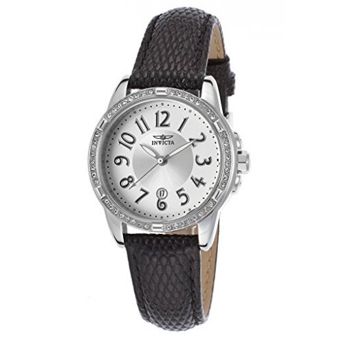 Invicta Angel Silver Dial Black Leather Mens Watch 16340 watches
