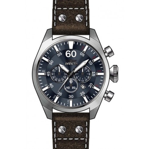 Invicta Aviator Chronograph Blue Dial Brown Leather Men's Watch 19668 watches