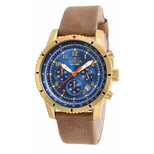 Invicta Aviator Chronograph Blue Dial Tan Leather Men's Watch 18926 watches