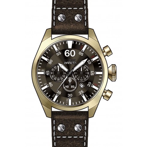 Invicta Aviator Chronograph Brown Dial Brown Leather Men's Watch 19669 watches