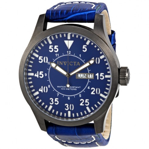 Invicta Blue Dial Genuine Calf Leather Men's Watch 11202 watches