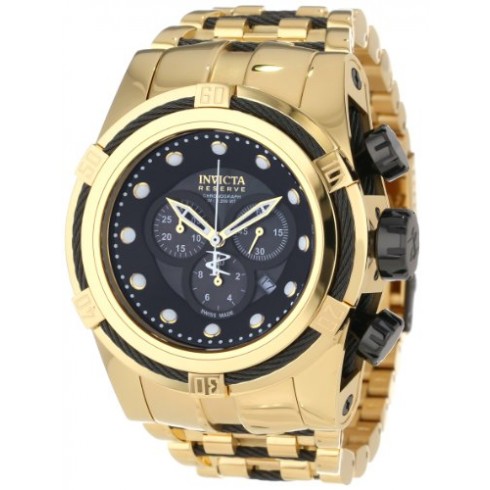 Invicta Bolt Chronograph Black Dial Gold Ion-plated Men's Watch watches