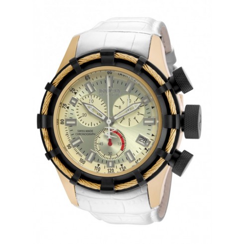 Invicta Bolt Chronograph Champagne Dial White Leather Men's Watch 15267 watches