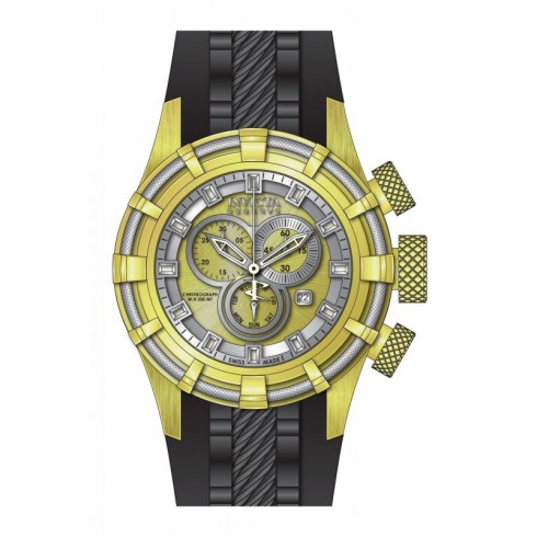 Invicta Bolt Chronograph Gold and Silver Dial Black Silicone Men's Watch 15787 watches