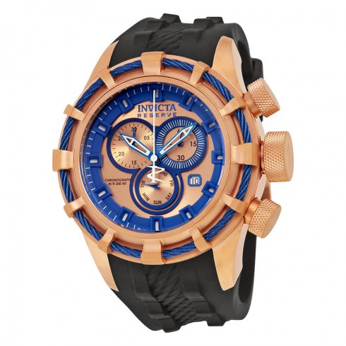 Invicta Bolt Chronograph Rose and Blue Dial Black Silicone Men's Watch 15780 watches
