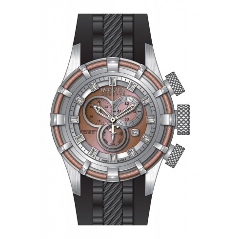 Invicta Bolt Chronograph Rose and Silver Dial Black Silicone Men's Watch 15782 watches