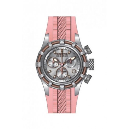 Invicta Bolt Chronograph Silver-tone Dial Stainless Steel Pink Polyurethane Band Ladies Watch 14778 watches