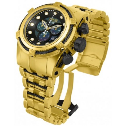 Replica Invicta Bolt Reserve Chronograph Black Dial Gold Ion-plated Men's Watch 12737 Watch