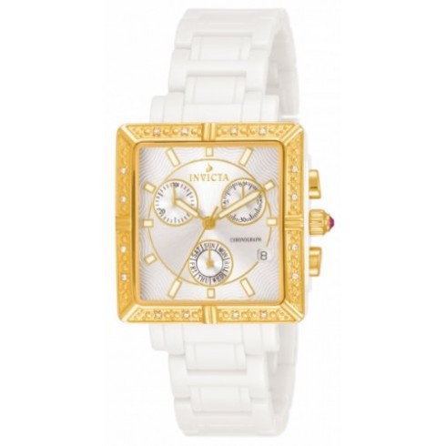 Invicta Ceramics Chronograph Silver Dial Diamond White Ceramic Ladies Watch 10214 watches