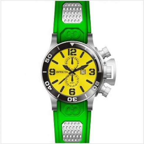 Invicta Corduba GMT Yellow Dial Stainless Steel Green Rubber Men's Watch 80211 watches