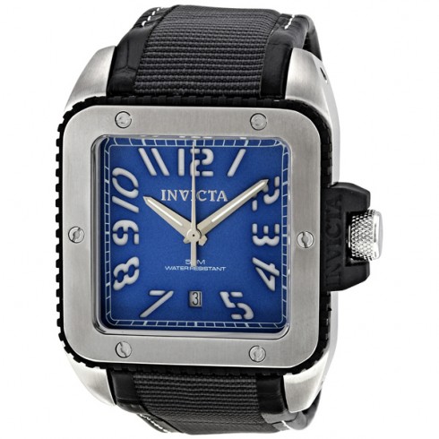 Invicta Cuadro Blue Sunray Dial Black Leather And Technofiber Men's Watch 1456 watches