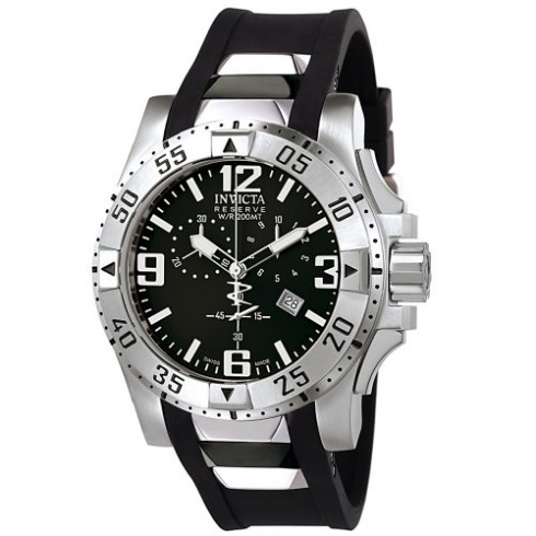 Invicta Excursion Chronograph Black Dial Stainless Steel Black Rubber Men's Watch 6262 watches