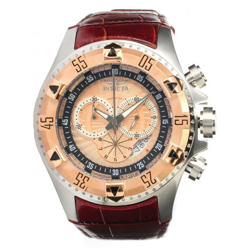 Invicta Excursion Chronograph Rose Gold-tone Dial Brown Leather Strap Men's Watch 12694 watches