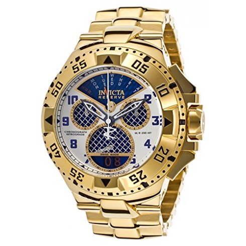 Invicta Excursion Chronograph Silver and Blue Carbon Fiber Dial Gold Ion-plated Men's Watch 17471 watches