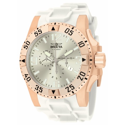 Invicta Excursion Chronograph Silver-tone Dial White Polyurethane Band Men's Watch 11909 watches
