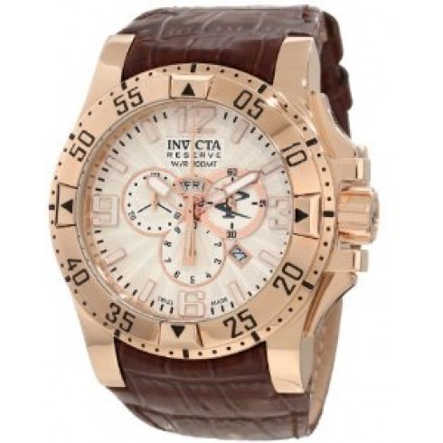 Invicta Excursion Chronograph White Dial Brown Synthetic Leather Men's Watch 10522 watches