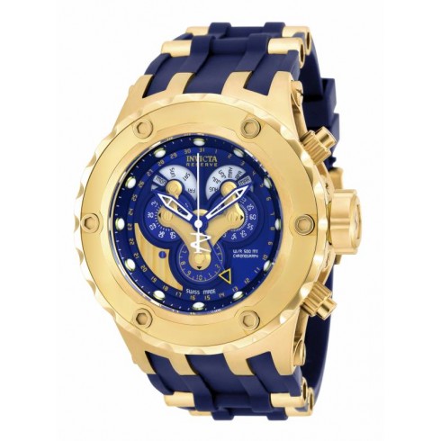 Invicta Excursion Reserve Chronograph Blue Dial Blue Polyurethane Gold Ion-plated Accents Men's Watch 18546 watches