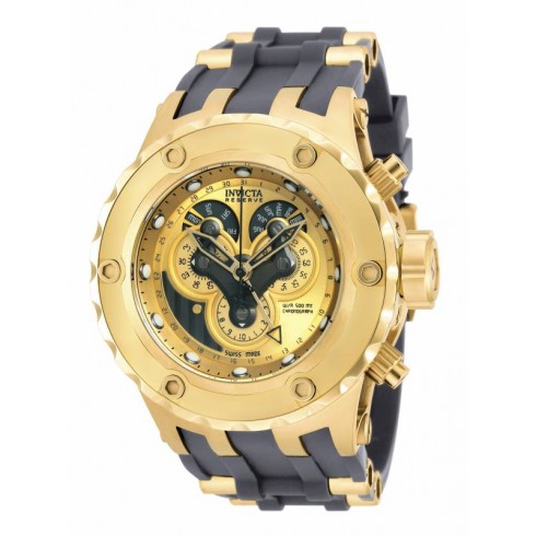 Invicta Excursion Reserve Chronograph Gold Dial Grey Polyurethane Gold Ion-plated Accents Men's Watch 18545 watches
