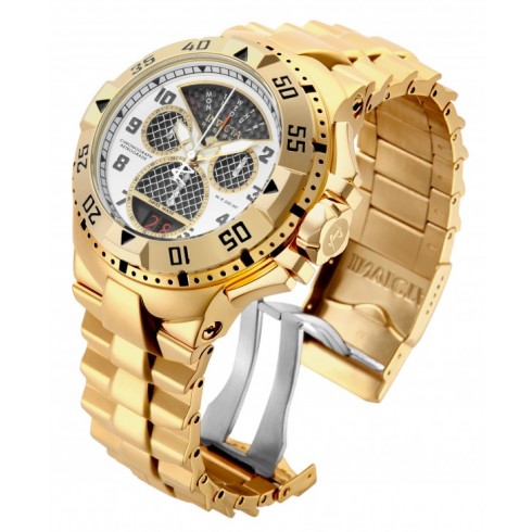 Invicta Excursion White Dial With Black Subdials Men's Gold Tone Chronograph Watch 17470 watches