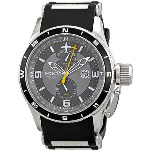 Invicta Flight Collection Grey Dial Black Rubber Tachymeter Men's Watch 1752 watches