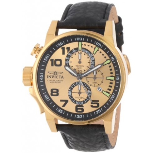 Invicta Force Chronograph Gold-tone Dial Black Leather Band Men's Watch 14475 watches