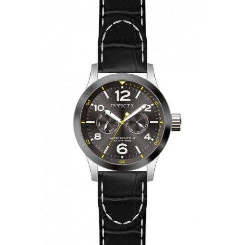 Replica Invicta Force Grey Dial Black Leather Band Men's Watch 14142 Watch