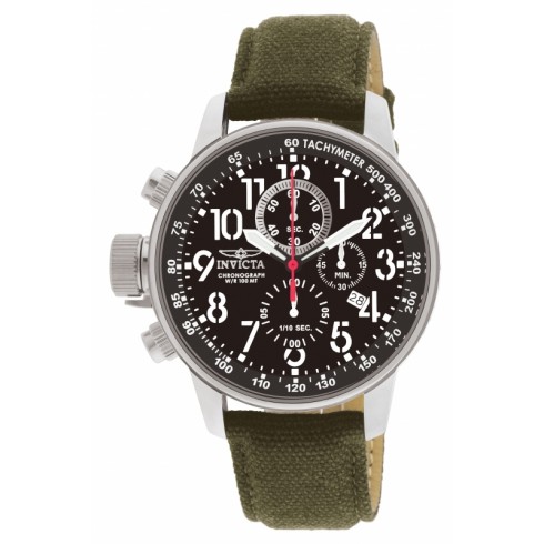 Invicta Force Lefty Crown Chronograph Black Dial Olive Fabric Men's Watch 1873 watches