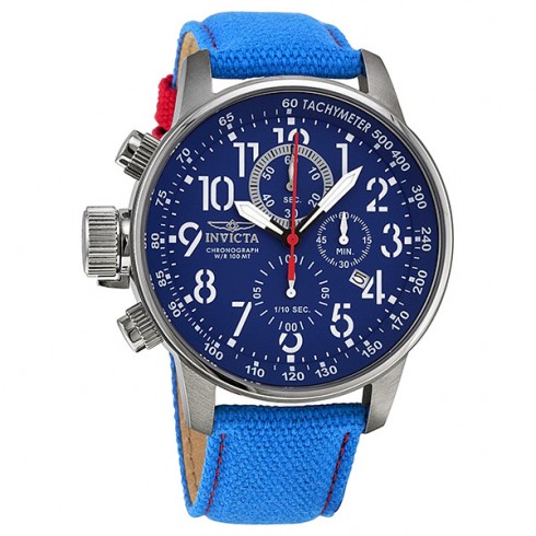 Invicta Force Lefty Crown Chronograph Blue Dial Blue Fabric Men's Watch 12074 watches