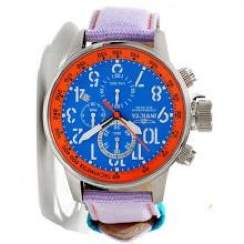 Invicta Force Lefty Crown Chronograph Blue Dial Purple Fabric Men's Watch 12076 watches