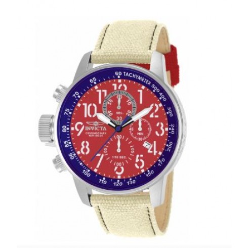 Invicta Force Lefty Crown Chronograph Red Dial Beige Fabric Men's Watch 12081 watches