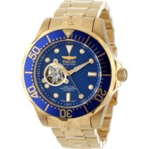 Invicta Grand Diver Automatic Blue Textured Dial 18kt Gold Ion-Plated Men's Watch 13711 watches