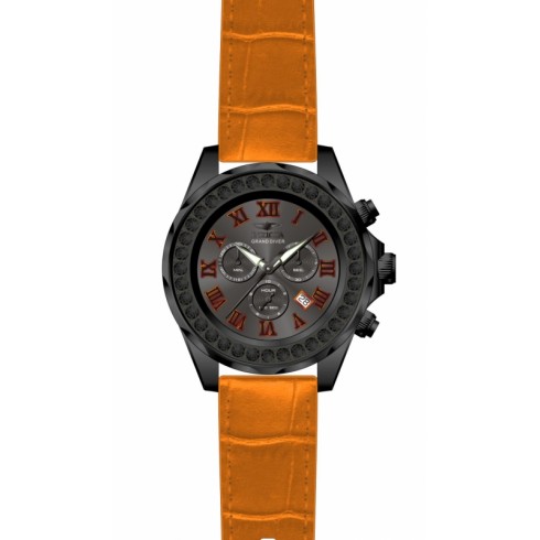 Invicta Grand Diver Chronograph Black Dial Orange Leather Men's Watch 14928 watches