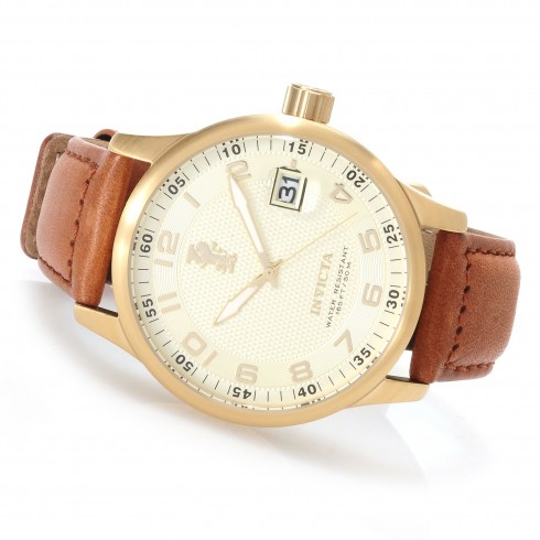 Invicta I-Force Gold-tone Dial Gold-tone PVD Brown Leather Band Men's Watch 14789 watches