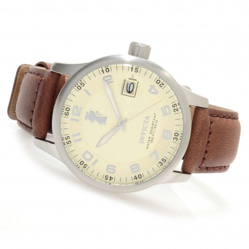Invicta I-Force Yellow Dial Stainless Steel Brown Leather Band Men's Watch 14788 watches