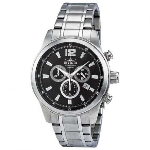 Invicta II Chronograph Quartz Black Dial Stainless Steel Men's Watch 0790 watches
