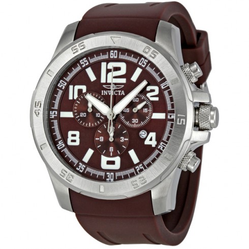 Invicta II Diver Chronograph Black Dial Brown Silicone Strap Men's Watch 1915 watches