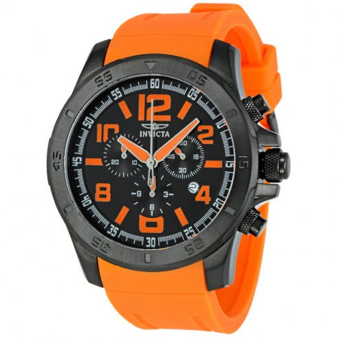 Invicta II Diver Chronograph Black Dial Orange Silicone Strap Men's Watch 1919 watches