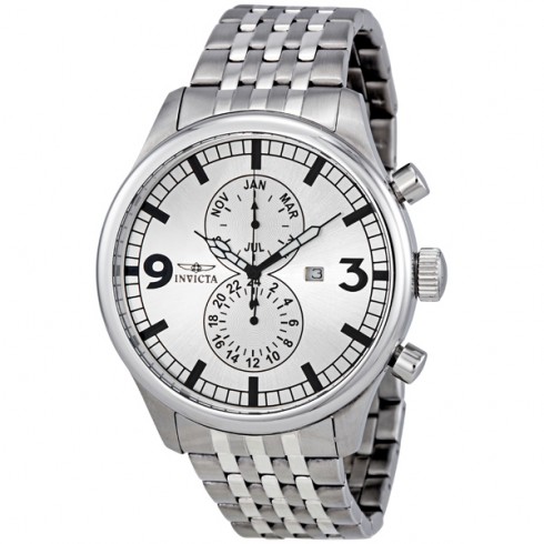 Invicta II Silver Dial Stainless Steel Multifunction Men's Watch 0366 watches