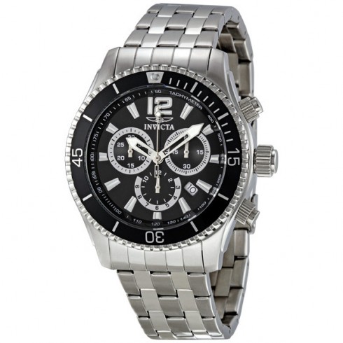 Invicta II Sport Chronograph Tachymeter Diver Black Dial Stainless Steel Men's Watch 0621 watches