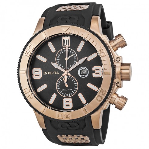 Invicta Jason Taylor Black Dial Rose Gold-tone Black Polyurethane Men's Watch 13689 watches