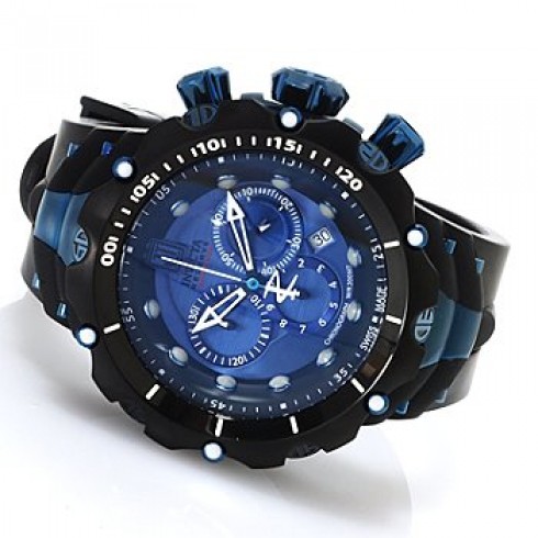 Invicta Jason Taylor Chronograph Blue Dial Black PVD Polyurethane Men's Watch 14417 watches