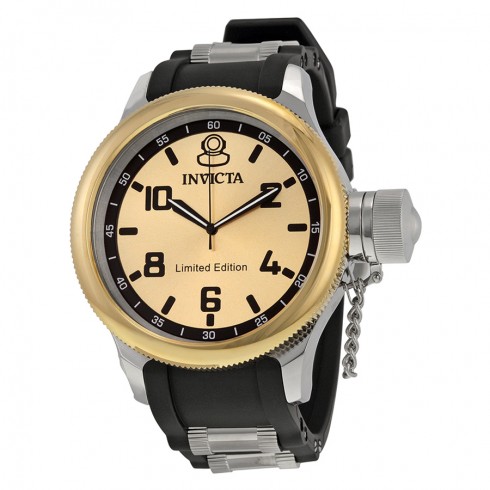 Invicta Limited Edition Russian Diver Gold Dial Black Polyurethane Men's Watch with 1 Slot Yellow Invicta Box ILE1438ASYB watches