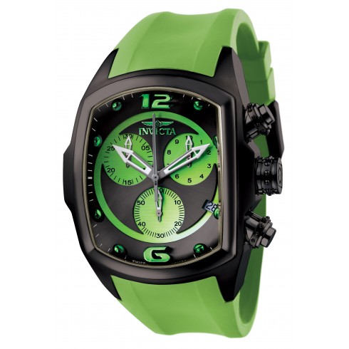 Invicta Lupah Chronograph Black Ion-Plated Light Green Rubber Men's Watch 6725 watches