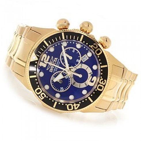 Invicta Lupah Chronograph Blue Dial Gold-tone PVD Stainless Steel Men's Watch 14205 watches