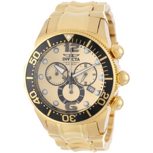 Invicta Lupah Chronograph Gold-tone Dial Gold Ion-plated Stainless Steel Men's Watch 14204 watches