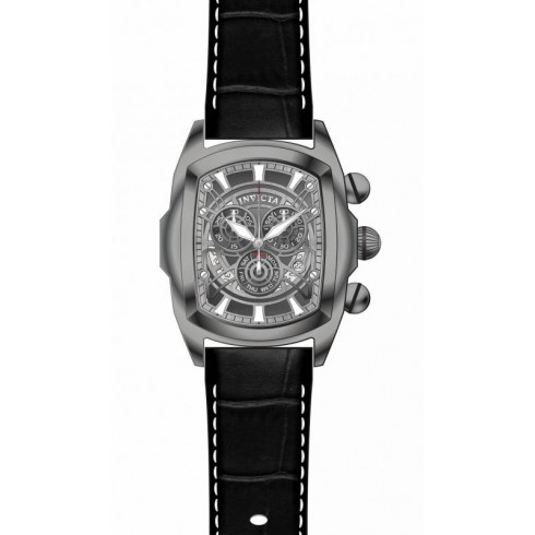 Invicta Lupah Chronograph Gunmetal Skeleton Dial Black Leather Men's Watch 18843 watches